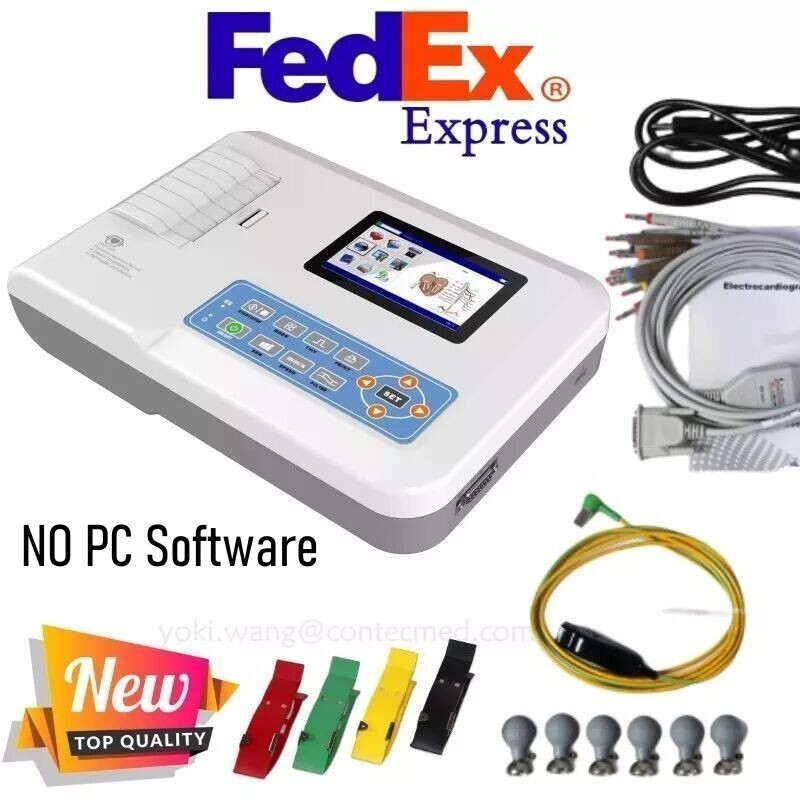 CONTEC ECG300G Digital 3 Channel 12 lead Electrocardiograph EKG Machine Fedex