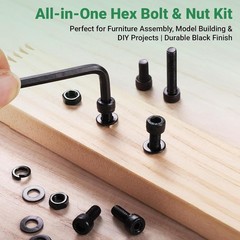 416PCS M4 Screw Assortment Kit Hex Socket Head Cap Bolts Nuts Washers 12.9 Alloy