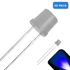 50 x 5mm Diffused Flat Top Frosted Milky Lens LED Blue Ultra Bright Wide Angle