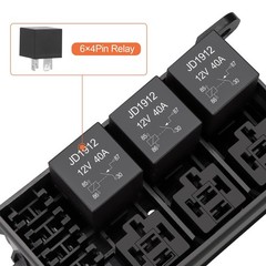 12V Fuse Relay Box, 6 Way with 6 Relays and 6 ATC/ATO Blade Fuses, 4-Pin Rela…
