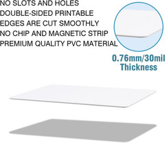 100 Pack Premium Blank PVC Cards, CR80 30 Mil Graphic Quality White Plastic Car