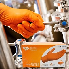 S&G Orange Diamond Nitrile Gloves Powder Latex Free 8 Mil 100pcs M/L/XL