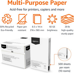 30% Recycled Multipurpose Copy & Print Paper, 8.5 X 14 In, 20 Lb Weight, 92 Brig