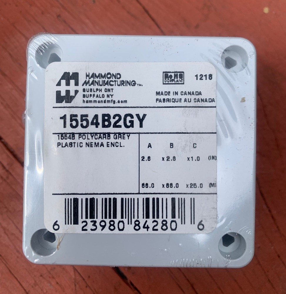 Hammond Light Grey Poly Box 1554B2GY 2.6×2.6×1.6 in