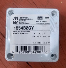 Hammond Light Grey Poly Box 1554B2GY 2.6×2.6×1.6 in