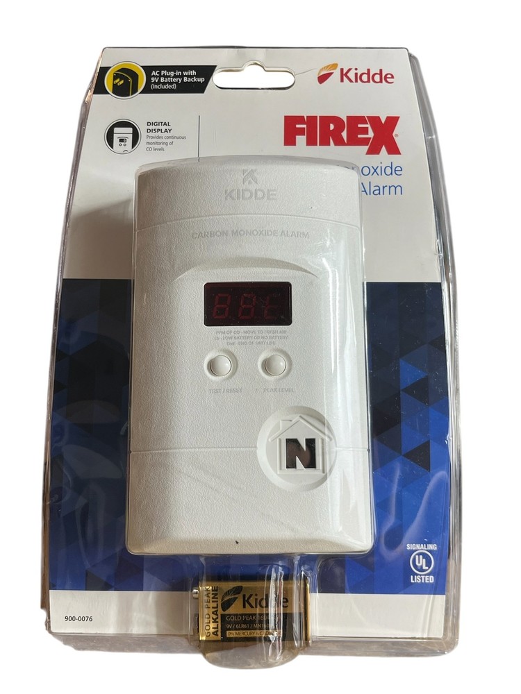 Kidde Firex 900-0076 Carbon Monoxide CO Alarm Detector Plug-in with Battery