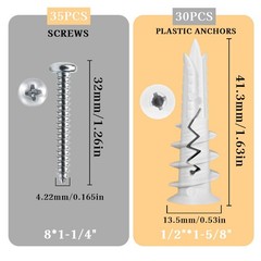 Bindvoew 70PCS Self Drilling Drywall Anchors Kit – Heavy Duty Wall Anchors Ho…