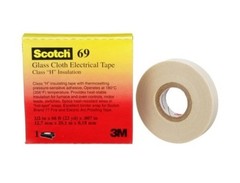 (1) 3M Scotch 69 Glass Cloth Electrical Tape Class H Insulation 1/2″ x 66 ft.