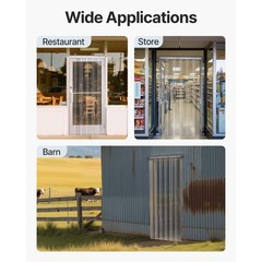 VEVOR Strip Curtain PVC Door Curtain 38″ x 84″ Cooler Freezer Clear Plastic