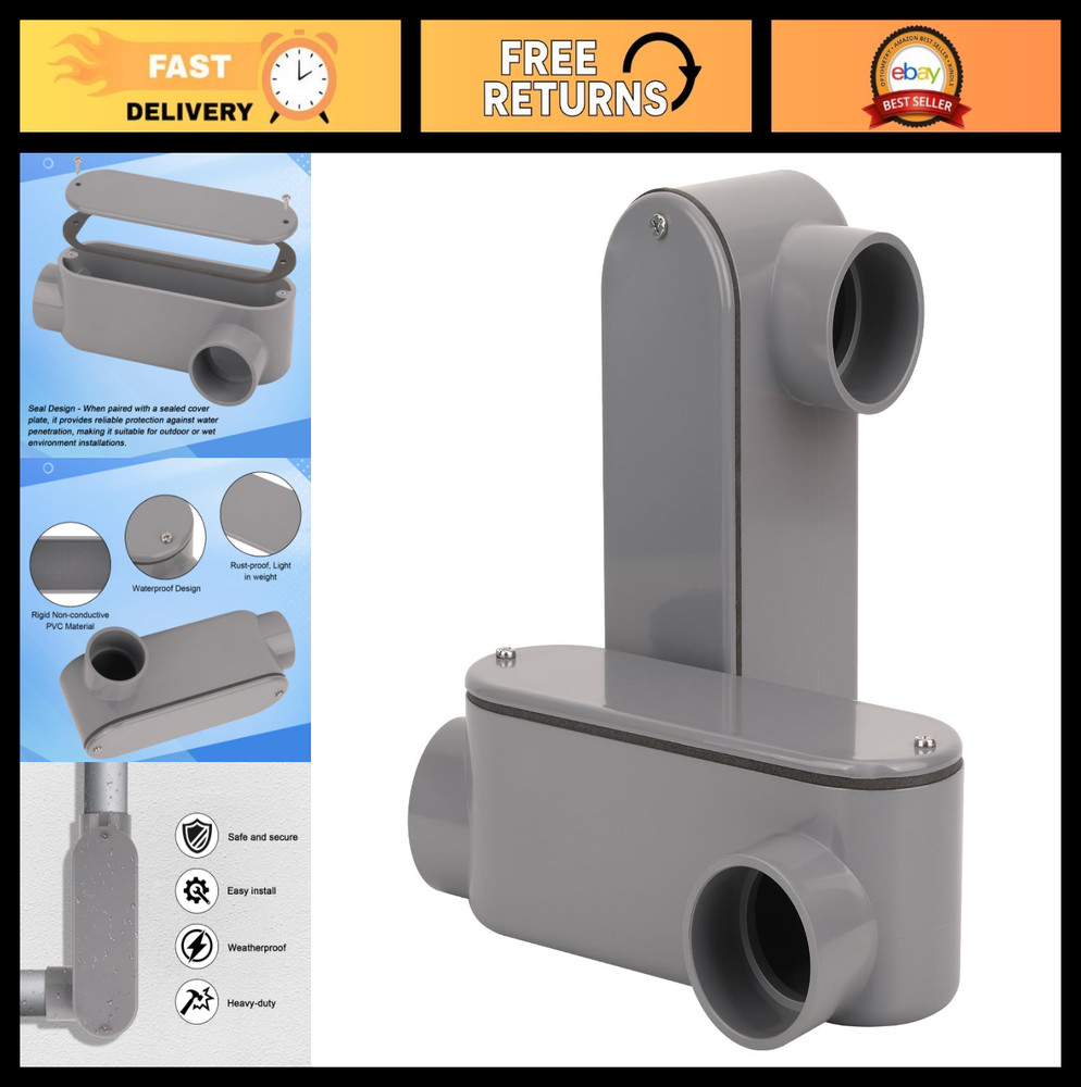 2Pack 1.5″ Rigid PVC Conduit Body Type LL with Cover & Gasket – Gray Slip x Slip