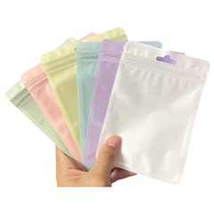 Resealable Packaging Bags Macaron Color Self Seal Bags Hang Hole Storage Pouches