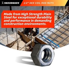 Sandbaggy 1/2″ Hex Coil Rod Nuts (Threaded) – Plain Steel