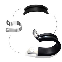 10pcs 2 Inch Stainless Steel Cable Clamps, Rubber Coated Cushioned Insulated