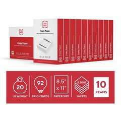 High-Quality 8.5×11 Copy & Printer Paper, 20 lb, 92 Bright, 5000 Sheets, White