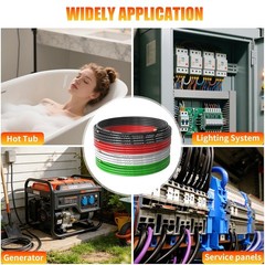 6 AWG Gauge THHN Stranded Copper Wire – 6 AWG Black, Red, White with 8 AWG Green