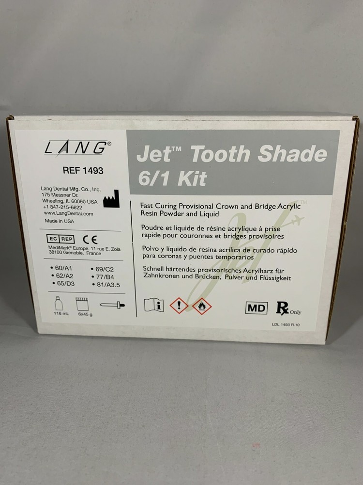 Lang Jet Tooth Shade (6/1 Kit) Fast Curing C&B Acrylic Resin Powder & Liquid
