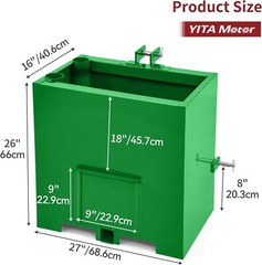 Ballast Box 3 Pt Hitch 800LBS Counterweight for Cat 1 Tractor Steel Heavy Duty