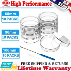 60/90/100mm Glass Petri Dishes with Lids Autoclavable Lab Petri Plates Reusable