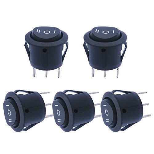 5pcs Snap-in Round Momentary Rocker Switch Toggle Power SPDT ON-Off-ON