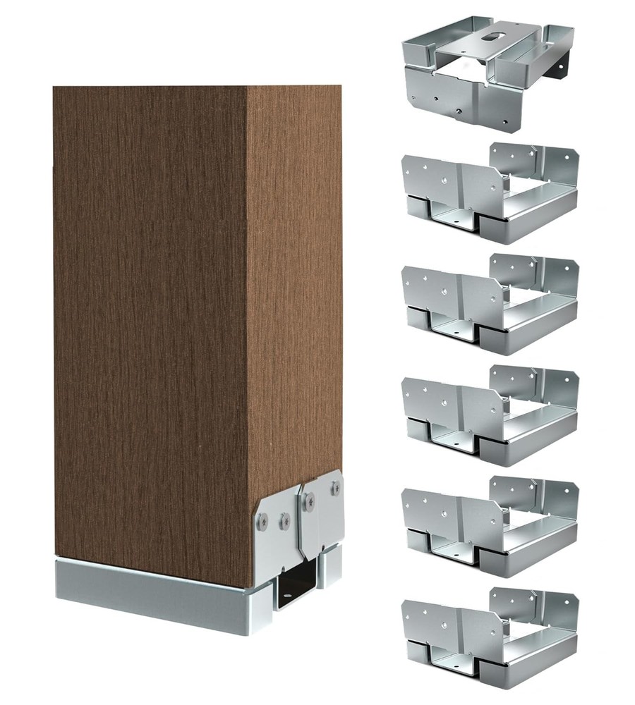 (6) 6×6 Post Bases for Wood Posts 1″Standoff Brackets for Deck, Fence Galvanized