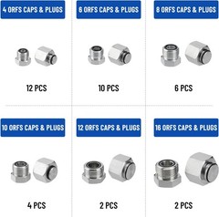 144 Piece JIC & ORFS Cap and Plug Kit Hose Tube & Pipe Fitting Set Hydraulic USA