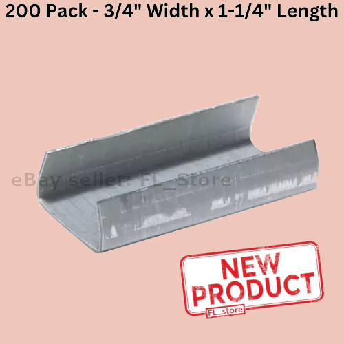 200 PACK Strapping Clip Seals 3/4″ Width x 1-1/4″ Length Open Steel Banding NEW