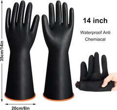 14″ XL Chemical Resistant Gloves Heavy Duty Rubber Long Waterproof Industrial Sa