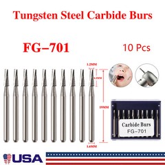 10-100pcs FG 701 Dental Carbide Burs 19mm FG Tapered Fissure Bur for High Speed