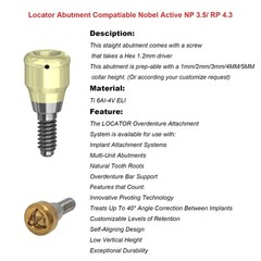 US Overdenture Locator Abutment – Compatible with Nobel CC / Hiossen / Osstem