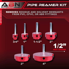 PVC ABS Pipe Reamer Kit 6Pcs -1″,1-1/2″, 2″, 3″, and 4″ Set for 1/2″ Drills Tool