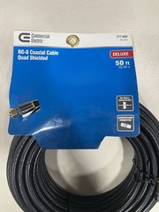 Commercial Electric Y304189 50 ft. RG-6 Quad Shielded Coaxial Cable, Black