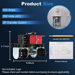 0L2910 Automatic Transfer Switch 100 Amp with Handle Fit for Generac | 100A 2P 2