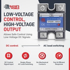 40 Amp AA Solid State Relay SSR – AC to AC – 70-280VAC Control – 24-480VAC Load