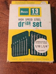 Hanson High Speed Steel Drill Set Full Jobbers Length S-113 Sizes 1/16″ to 1/4″