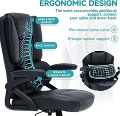 Lumbar Bonded Leather Manager Office Chair Gray Faux Leather FREE SHIP