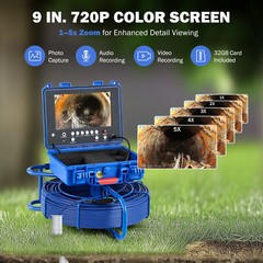 9″ Self-Leveling Sewer Inspection Camera 512Hz 230ft Digital Length Counter-Used