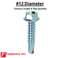 #12 Hex Washer Head Self Drilling Sheet Metal Screws Zinc (Choose Length & Qty)