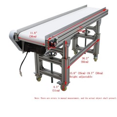 Electric 59×11.8in Food Grade PU Belt Conveyor 110V Speed&Height Adjustable 120W