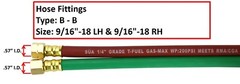 15 FEET Grade “T”- 1/4″ OxyFuel Welding & Cutting Twin Hose with BB Fittings SÜA