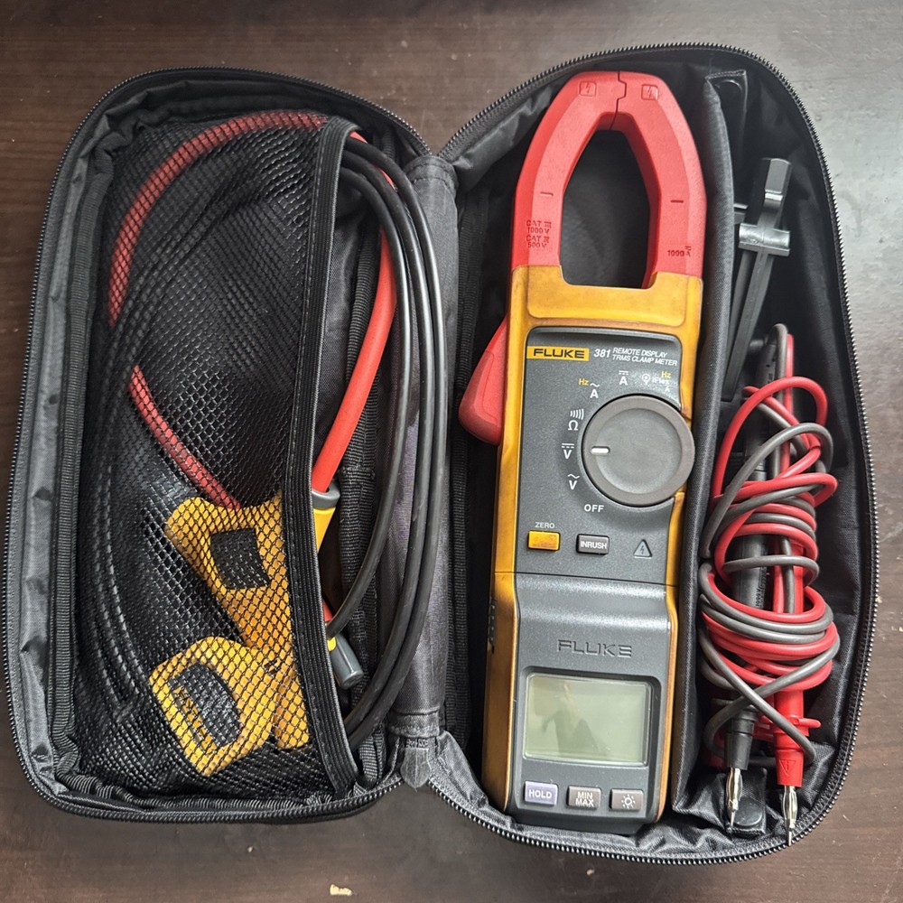 Fluke 381 Remote Display True RMS AC/DC Clamp Meter With Probes and Case