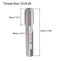 G1/8-28 Pipe Thread Tap Right Hand Machine Uncoated Straight Flutes