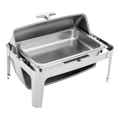 1 OR 3-compartment Roll Top Chafing Dish Buffet Set Pan Chafer Stainless Steel