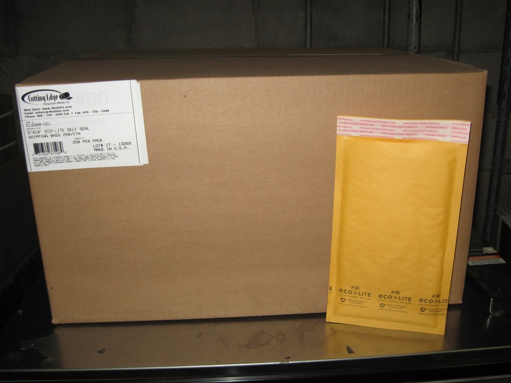 250 #00 Ecolite Kraft Bubble Mailers, 5″ x 10″ w/ Free Shipping