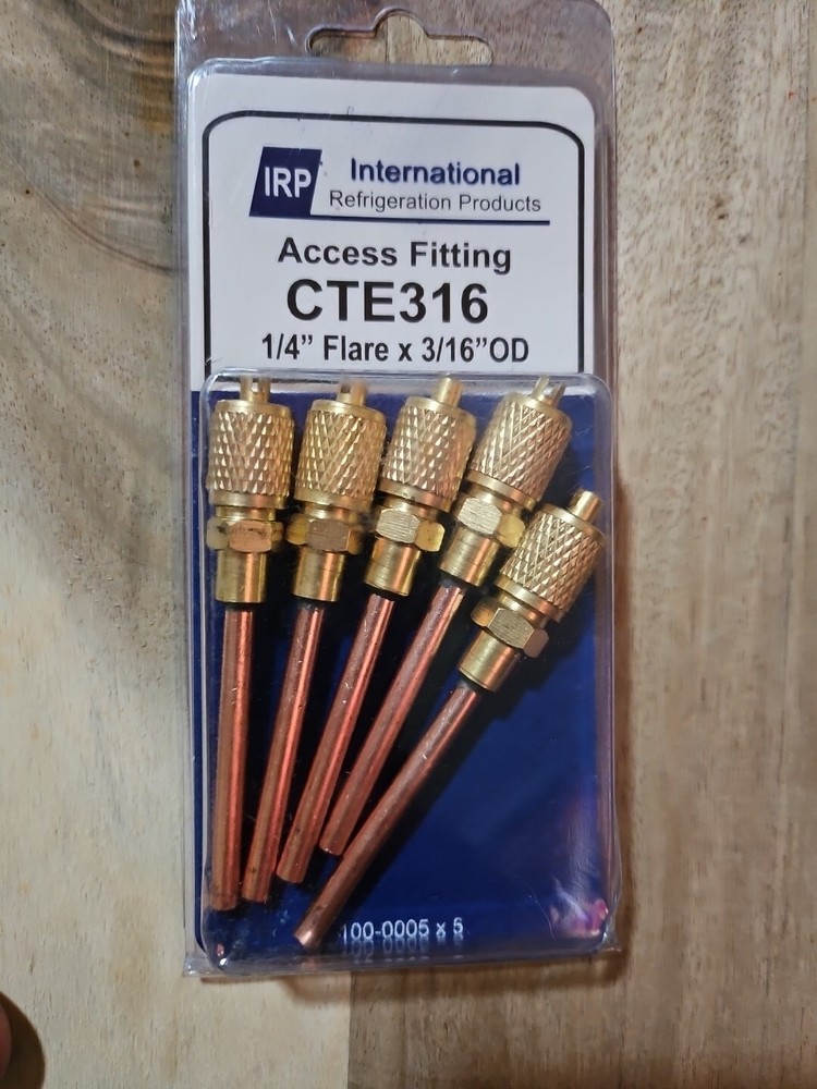 International Refrigeraton Access Fitting, Copper 1/4″ Flare x 3/16″ OD, CTE316