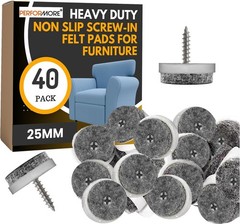 Performore Premium Heavy-Duty Nail-on Felt Pads | 40-Pack 25mm Round Furnitur…