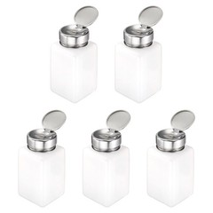5Pcs, Solvent Alcohol Dispenser 180ml Push Down Nail Polish Remover Bottle White
