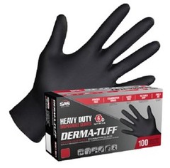 Sas Safety 66588 Derma-tuff Large Black Nitrile Gloves