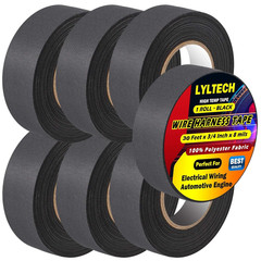 Wire Harness Tape 7 Rolls, Polyester Fabric,Flame Retardant,At 257℉ to -40℉, Wir