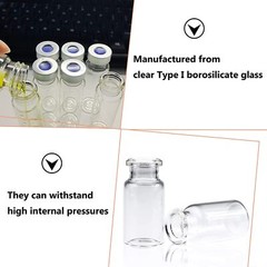 100Pack 10ml Glass Vials,Lab Sample Vial 20mm Crimp Top Flat Bottom Bottle Clear