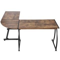 L-Shaped Corner Desk Computer Gaming Desk PC Table Writting Table Office Brown